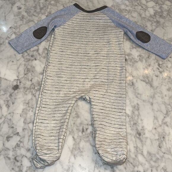 NWOT Miniclasix Striped Gray & Blue Footie 9M - Picture 7 of 7